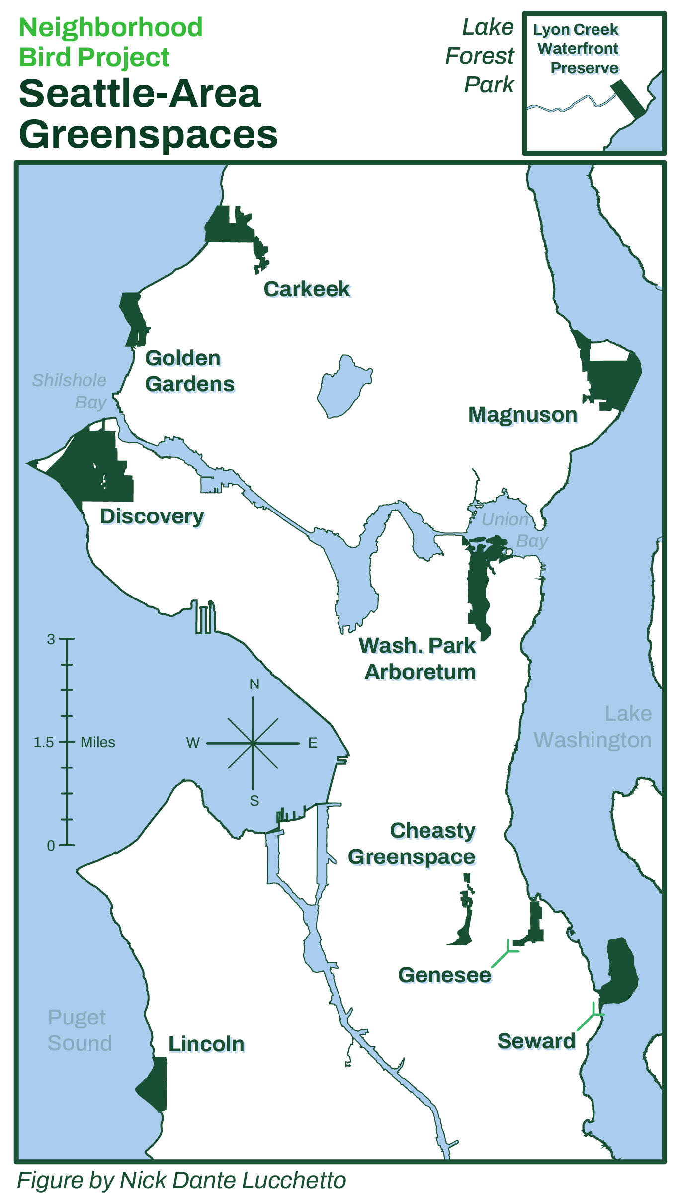 Seattle-Area Greenspaces (for the Neighborhood Bird Project at Birds Connect Seattle)